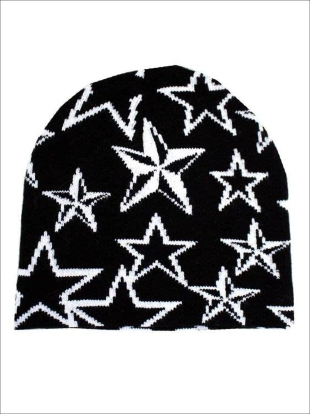 Stretchable Acrylic Beanie Hat Letter Star Jacquard Winter Pullover